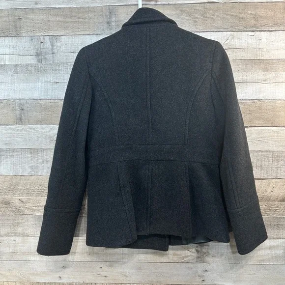 J.Crew Stadium Cloth Nello Gori Wool Blend Pea Coat Dark Grey 79% Wool Womens 6 - Picture 4 of 5